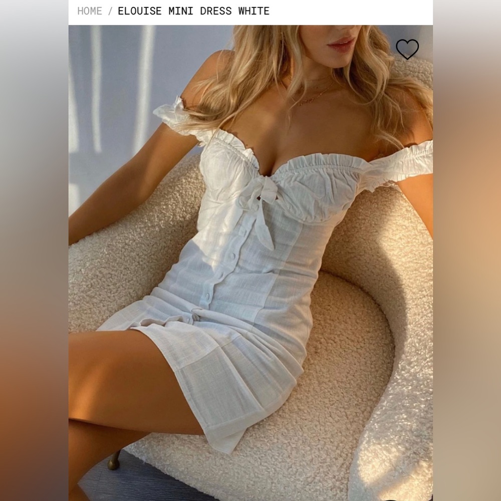 Princess Polly Elouise white mini dress. Size 4.